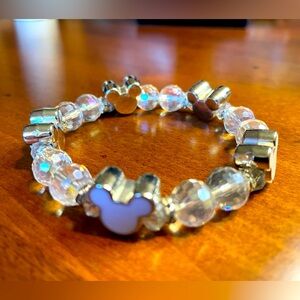 Mickey Stretch Bracelet. Women’s. New In Package White with Silver Tone Accents